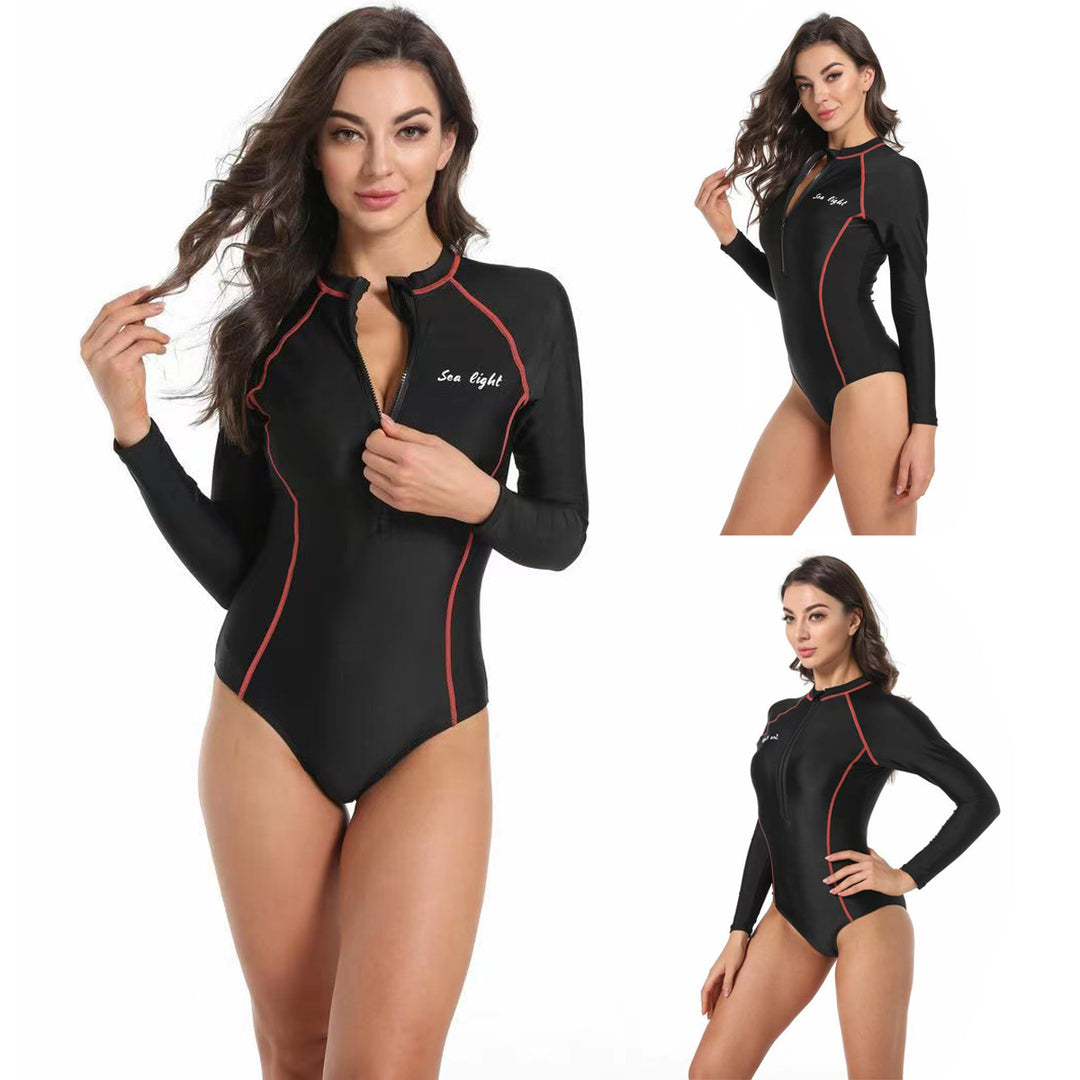 Damen Langarm-Schwimmanzug mit elegantem Reißverschluss und sportlichem Design Drune
