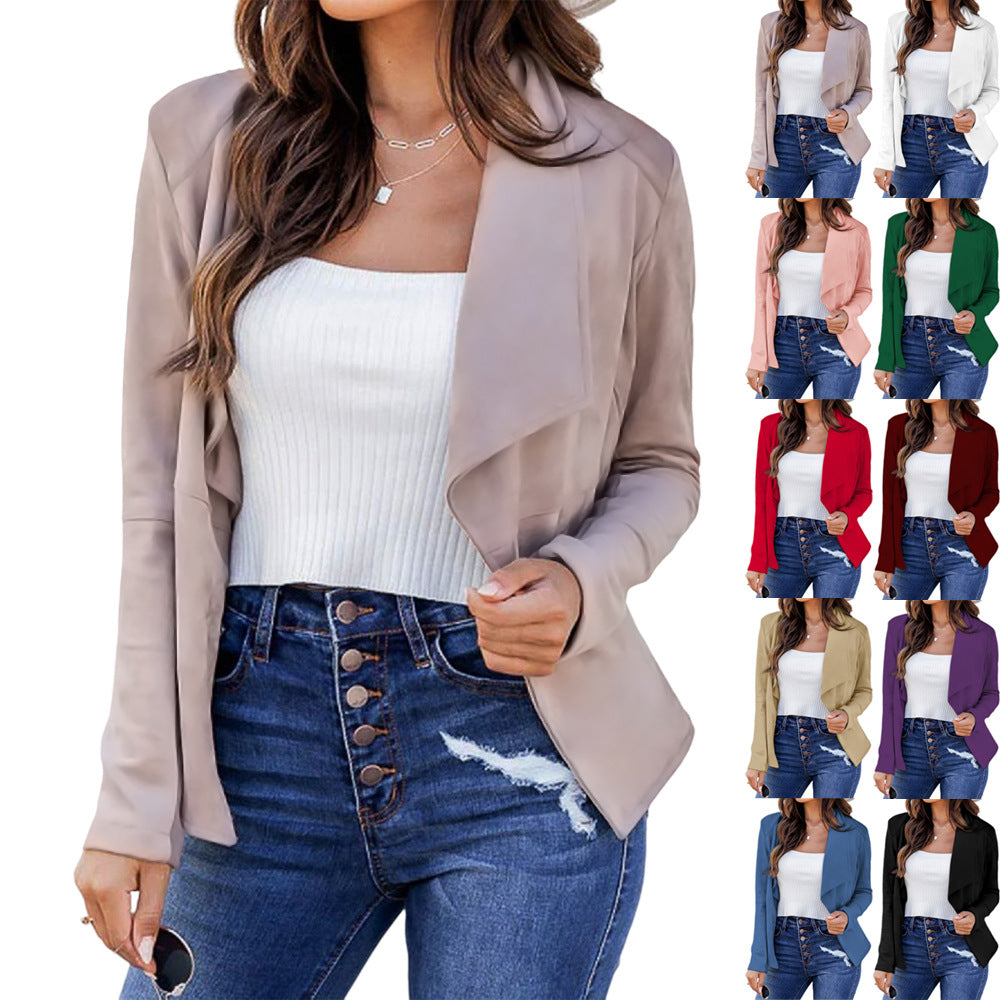 Damen lässige Blazerjacke mit offenem Schnitt und eleganten Details Drune