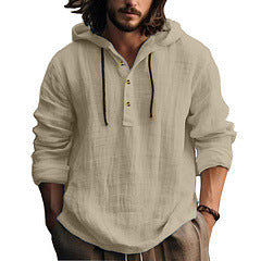 Herren sportlicher Kapuzenpullover mit modischer Knopfleiste und atmungsaktiver Struktur Drune