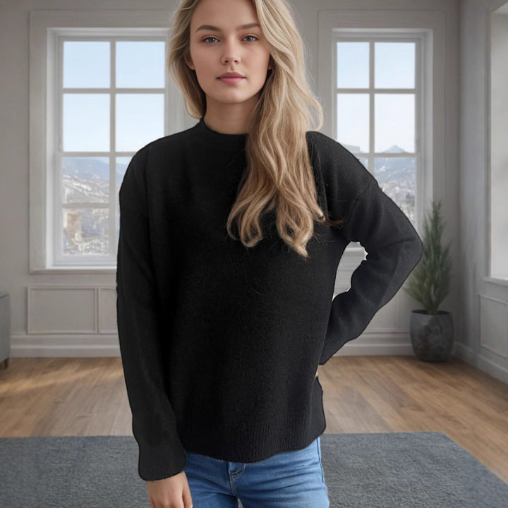 Damen lässiger Pullover mit weitem Schnitt und modernem Rippstrickdesign Drune