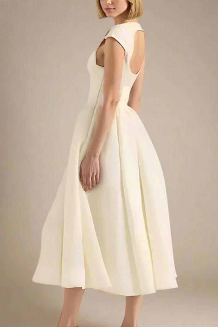 Damen A-Linien Maxikleid mit elegantem Rundhalsausschnitt und fließendem Rock Drune