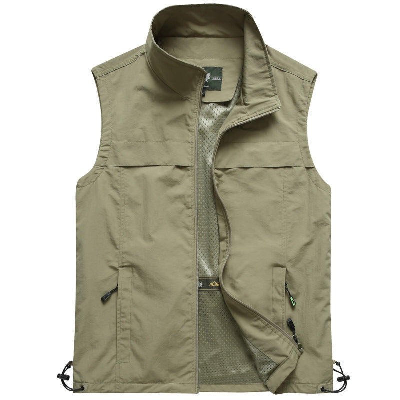 Herren leichte multifunktionale Utility-Weste mit Mesh-Futter und verstellbarem Saum Drune