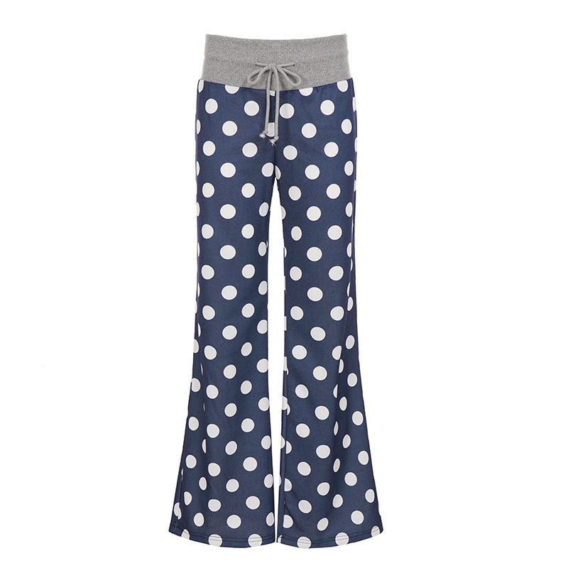 Damen Freizeithose mit weitem Schnitt und farbenfrohem Polka Dot Design Drune