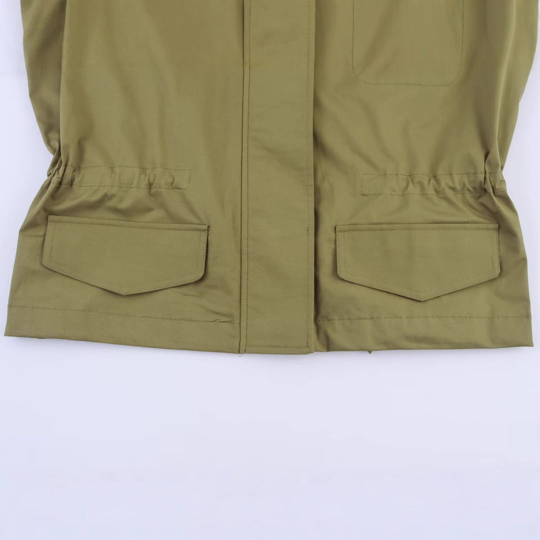 Damen lässige Utility-Jacke mit praktischem Kordelzug und großen Taschen Drune