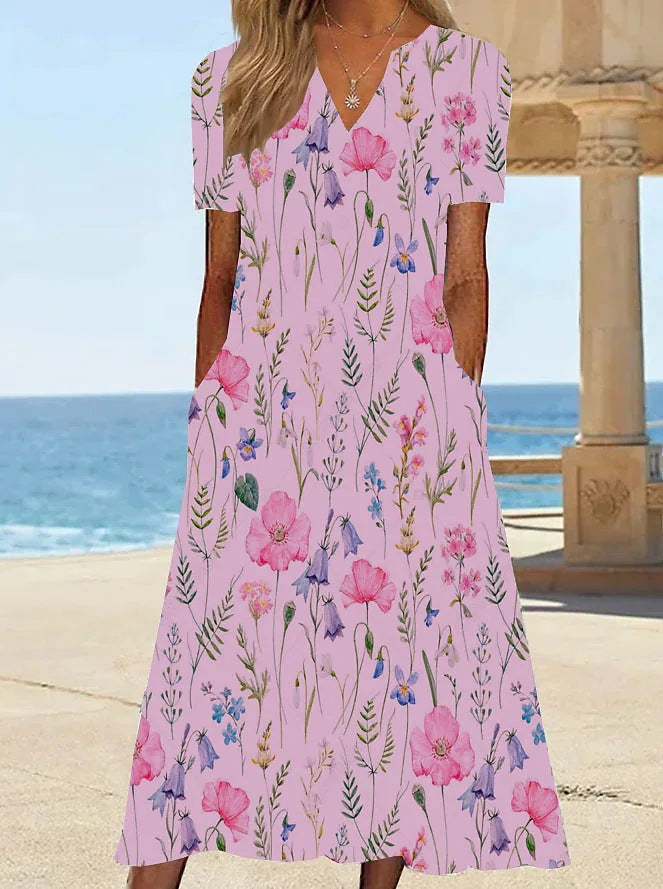 Damen Blumengemusterte Sommerkleid mit Taschen Drune