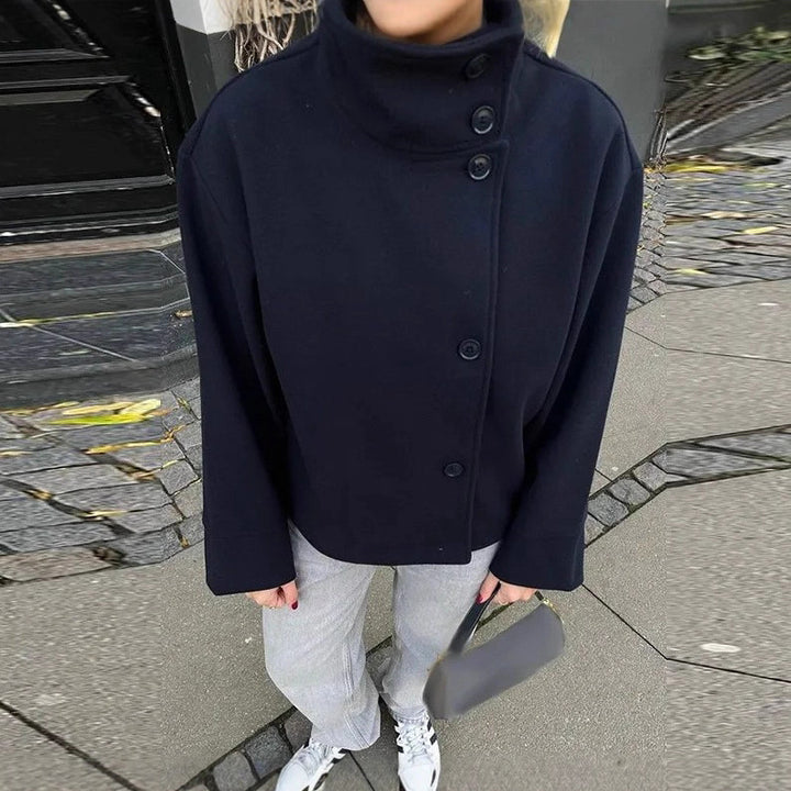 Damen modische Übergangsjacke mit elegantem Kragen und praktischen Knopfdetails Drune