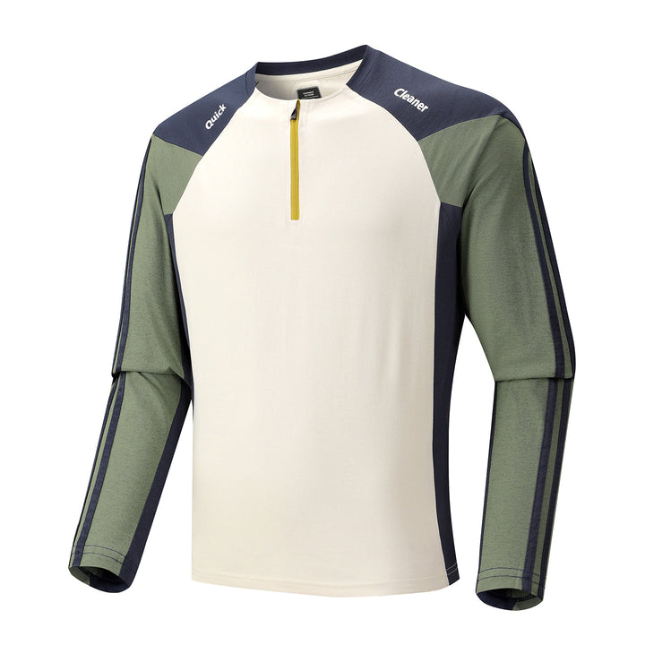Herren Atmungsaktives Langarm-Trainingsshirt mit kurzem Reißverschluss und Raglanärmeln Drune