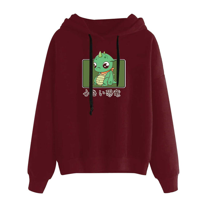 Damen nan kurz geschnittener Cropped-Kapuzenpullover mit niedlicher Frosch-Illustration und verstellbarer Kapuze Drune