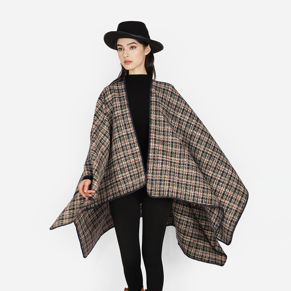 Damen Tweed-Cape mit V-Ausschnitt und Bouclé‑Struktur Drune
