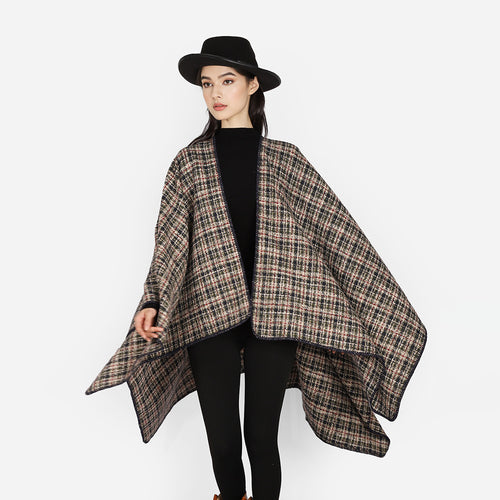 Damen Tweed-Cape mit V-Ausschnitt und Bouclé‑Struktur Drune