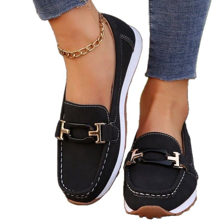 Damen Mokassin-Slipper mit Ziermetall-Bit und dämpfender Profilsohle Drune