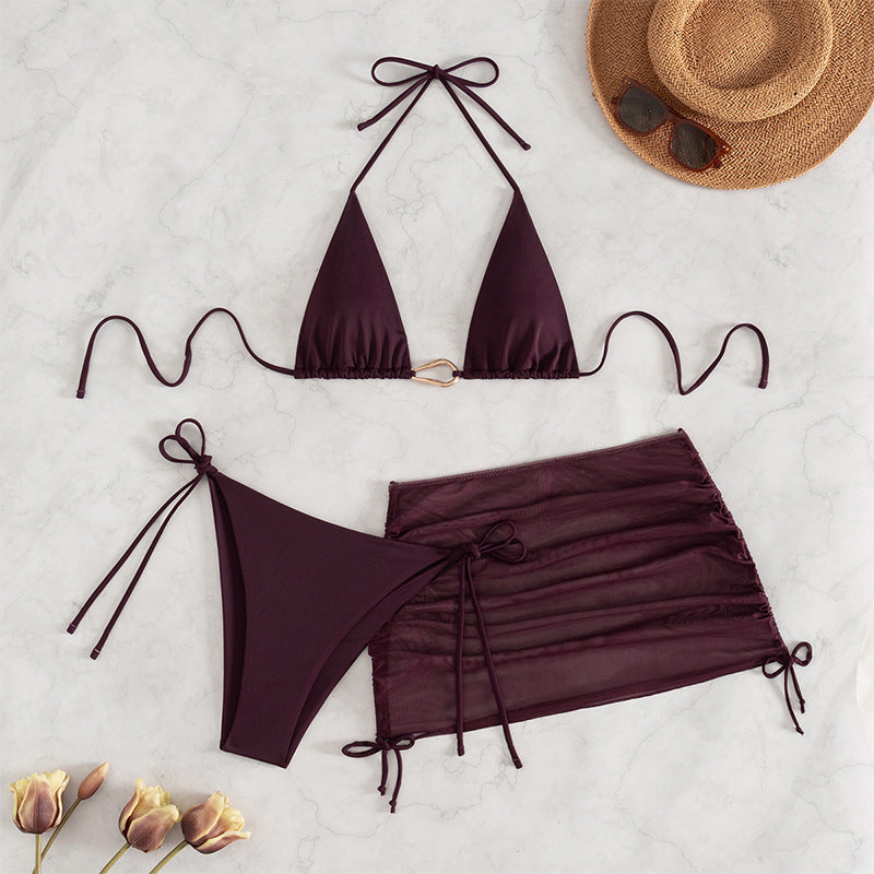 Damen Bikini-Set mit Triangle-Oberteil und verstellbarem Rock Drune