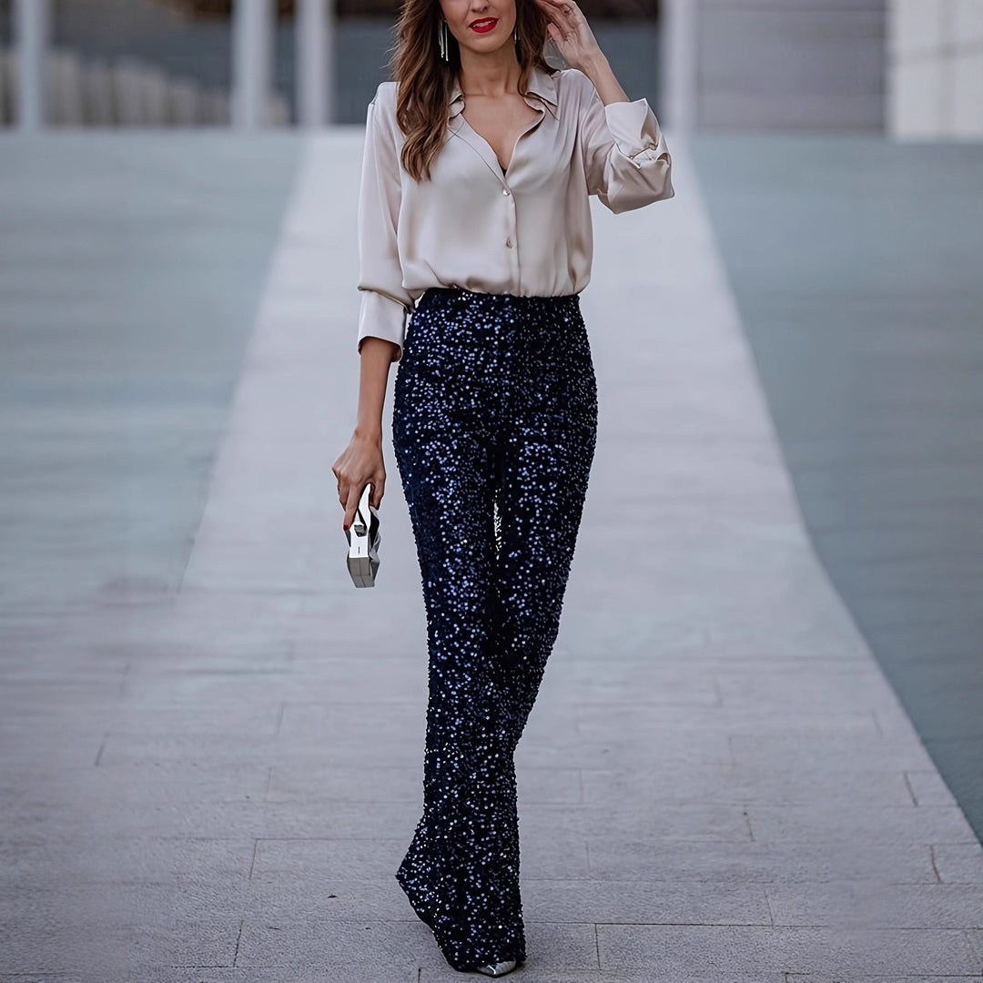 Damen elegante Seidenbluse mit minimalistischen Knopfdetails Drune