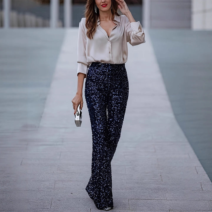 Damen elegante Seidenbluse mit minimalistischen Knopfdetails Drune