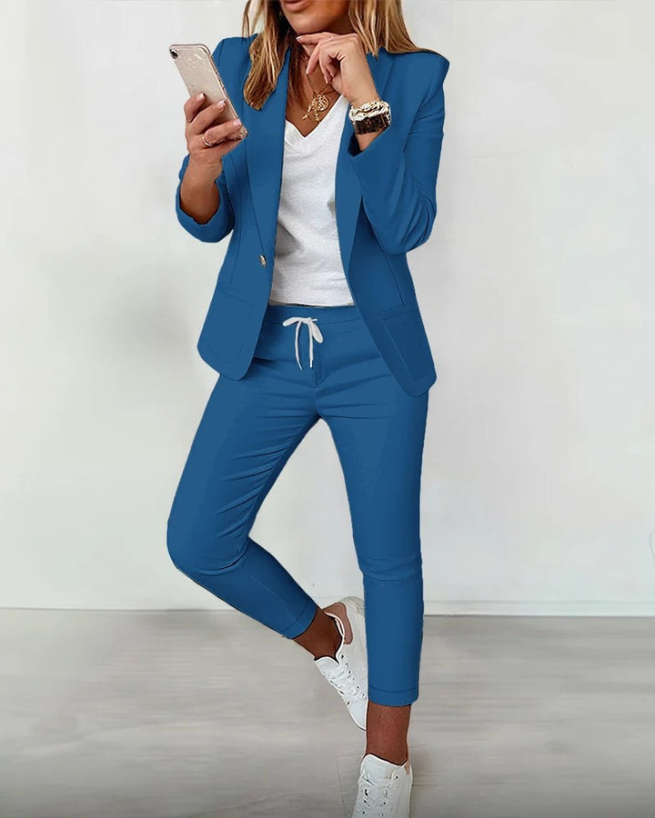 Damen Elegantes Blazer-Set mit bequemen Jogginghose Drune
