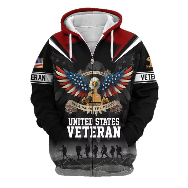 Herren Kapuzensweater mit amerikanischem Veteranenmotiv Drune