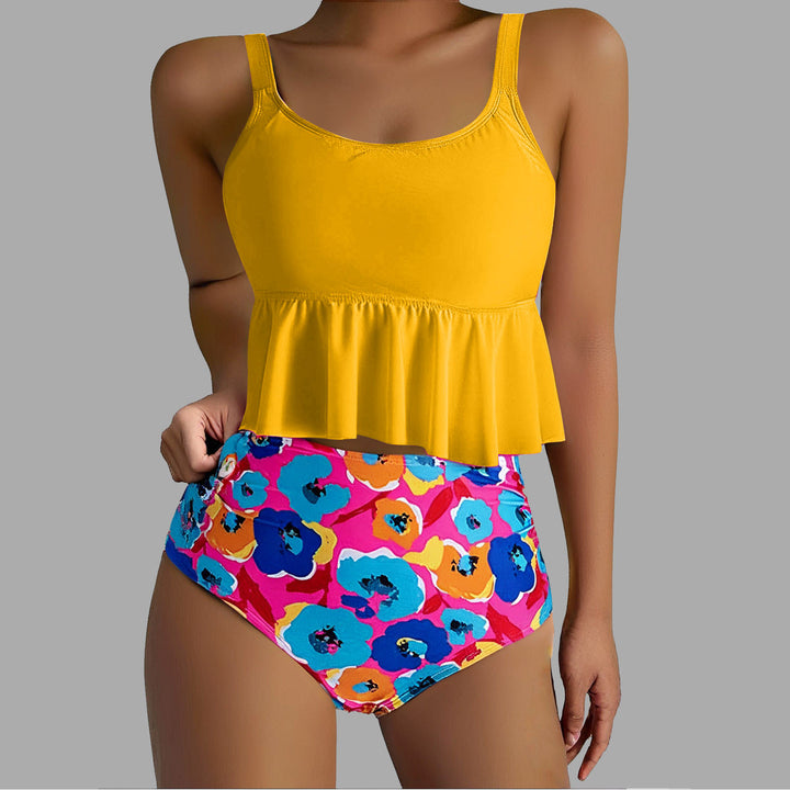 Damen Tankini-Set mit floralen Akzenten und Rüschen Drune
