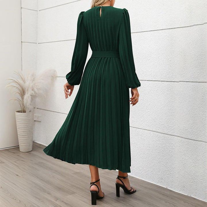 Damen Elegantes Plissee-Midikleid Drune
