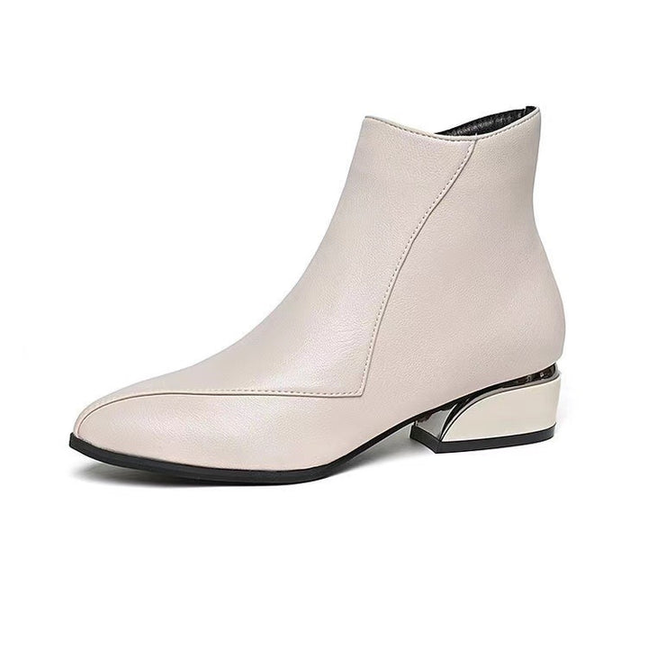 Damen knöchelhohe Stiefelette mit geometrischem Blockabsatz Drune