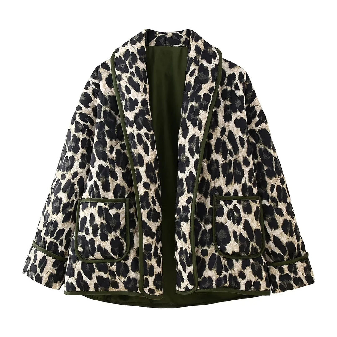 Damen elegante Leopardmuster Jacke Drune