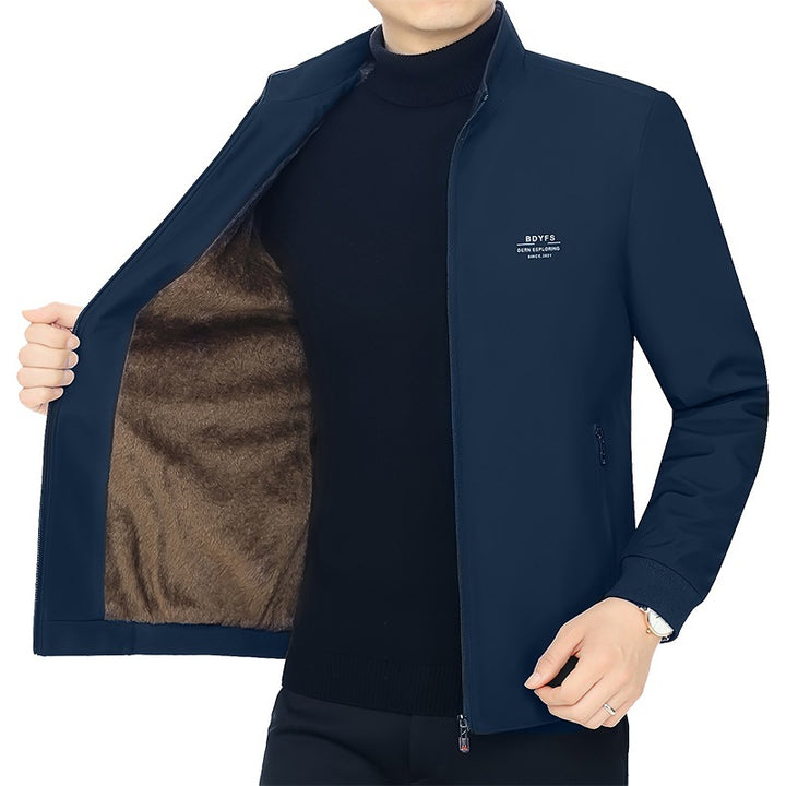 Herren Stehkragen-Übergangsjacke mit wärmendem Kunstfell-Innenfutter Drune