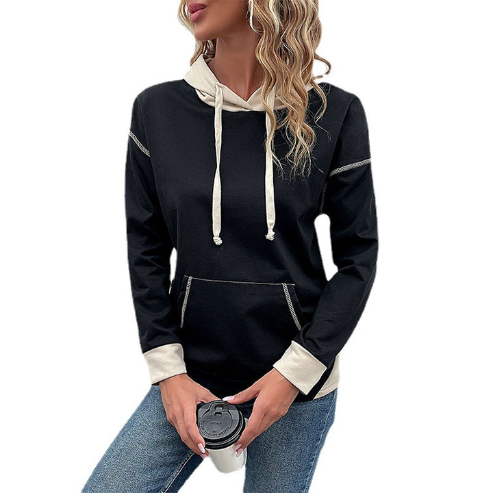 Damen Kapuzenpullover mit Kontrastbesatz, Kängurutasche und lässiger Oversize‑Passform Drune