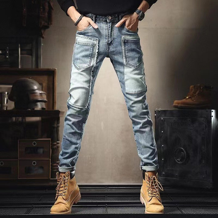 Herren Einzigartige Ripped Denim Jeans Drune