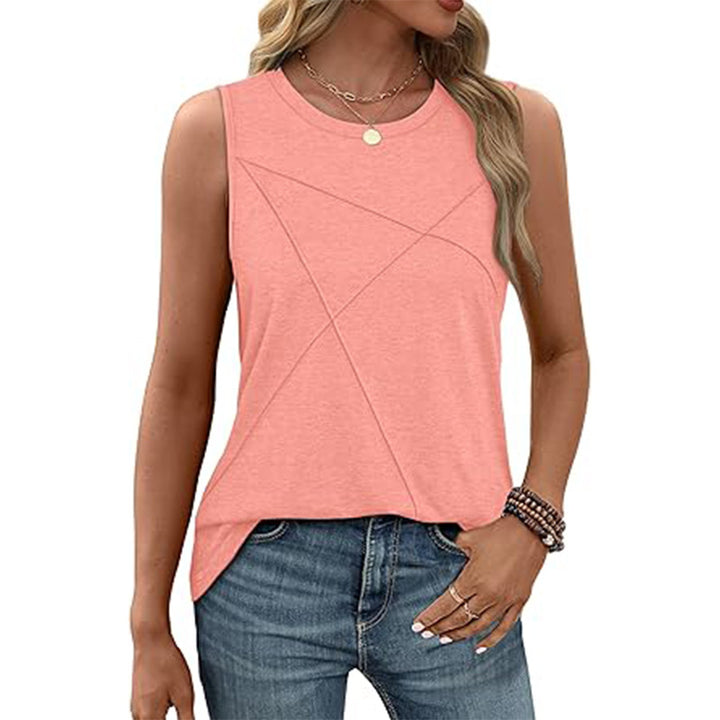 Damen ärmelloses T-Shirt mit modernem geometrischen Design Drune