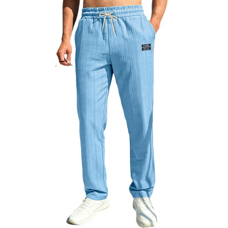 Herren Relaxed-Freizeithose mit Leinenoptik, elastischem Bund und Kordelzug Drune