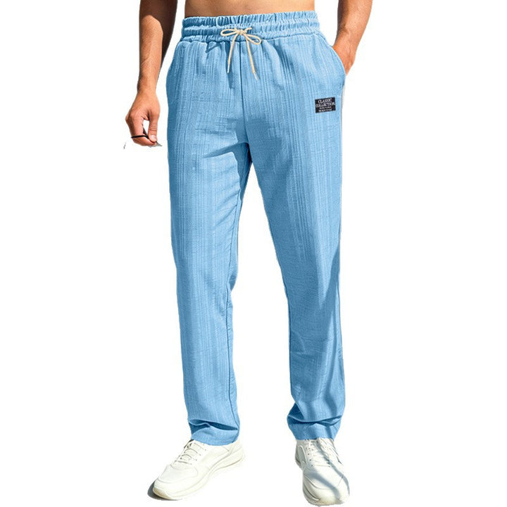Herren Relaxed-Freizeithose mit Leinenoptik, elastischem Bund und Kordelzug Drune