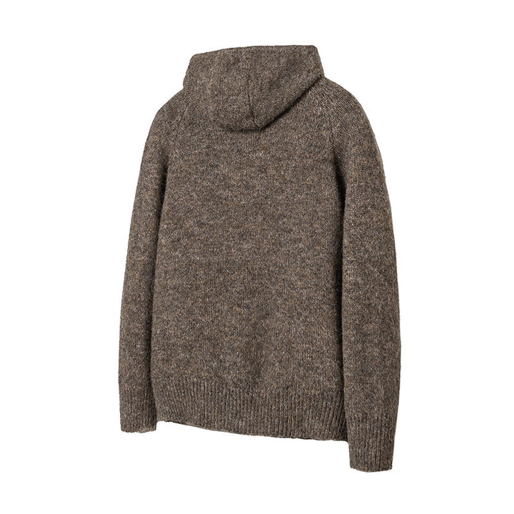 Herren Grobgestrickter Kapuzen-Cardigan mit durchgehender Knopfleiste und Rippenbündchen Drune