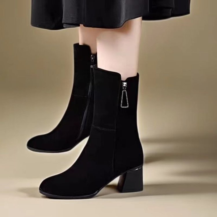Damen Elegante und stilvolle Stiefeletten mit Blockabsatz Drune