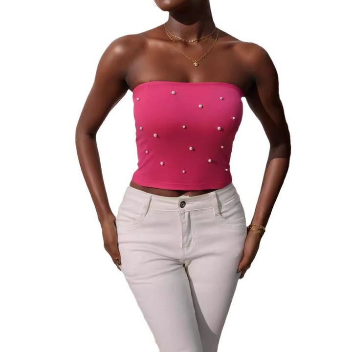 Damen Bandeau-Top mit eleganten Perlenapplikationen Drune
