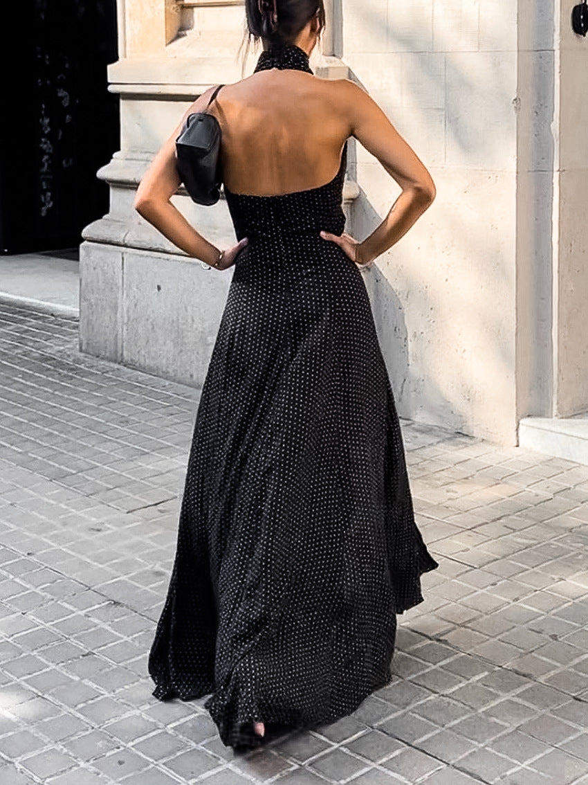 Damen Maxikleid mit schickem High Neck und eleganten Schlitzen Drune