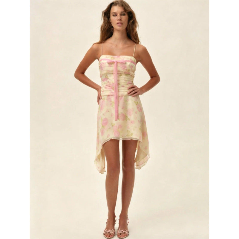 Damen Sommerliches Kleid mit floralem Design und asymmetrischem Saum Drune