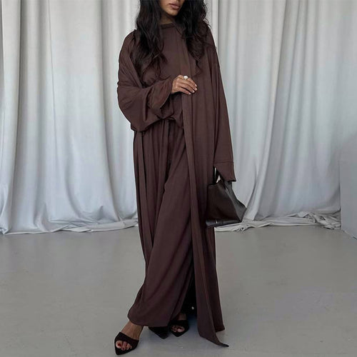 Damen elegantes Maxi-Kleid mit weit geschnittenem Cardigan Drune