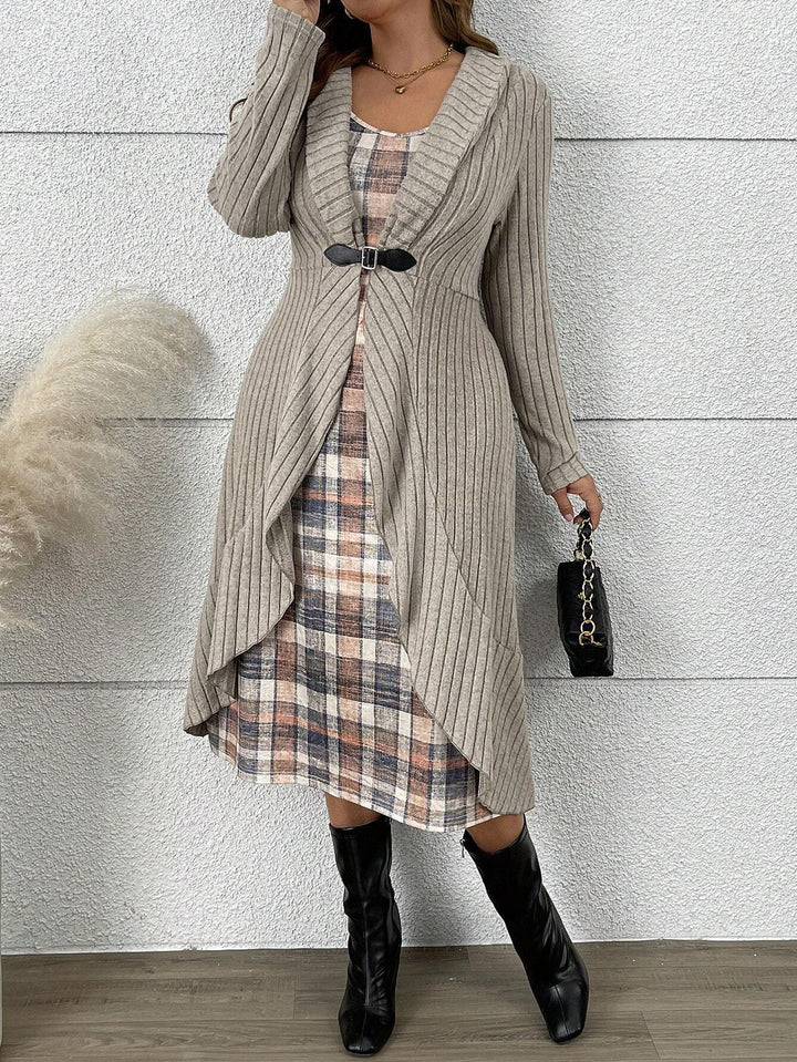 Damen Raffinierter Strickmantel mit Gürtel Drune