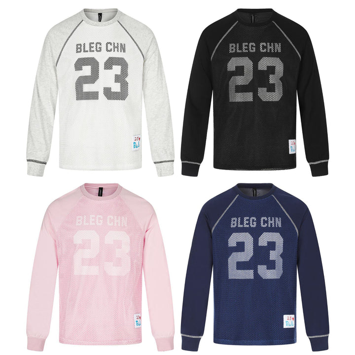 Herren Sportives Mesh-Layer Rundhals‑Sweatshirt mit Raglanärmeln und Front‑Print Drune