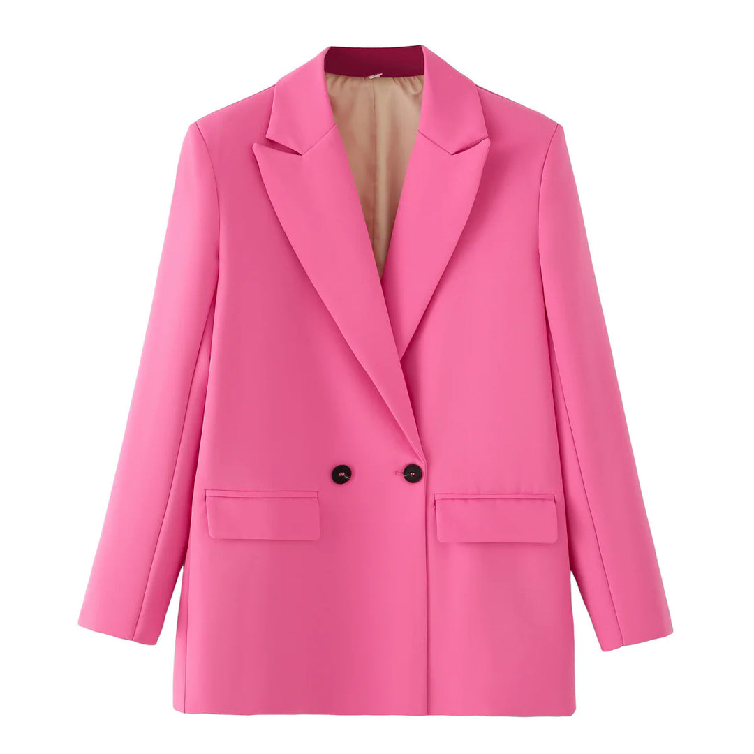 Damen nan taillierter Longblazer im Oversize-Look mit Reverskragen und Pattentaschen Drune