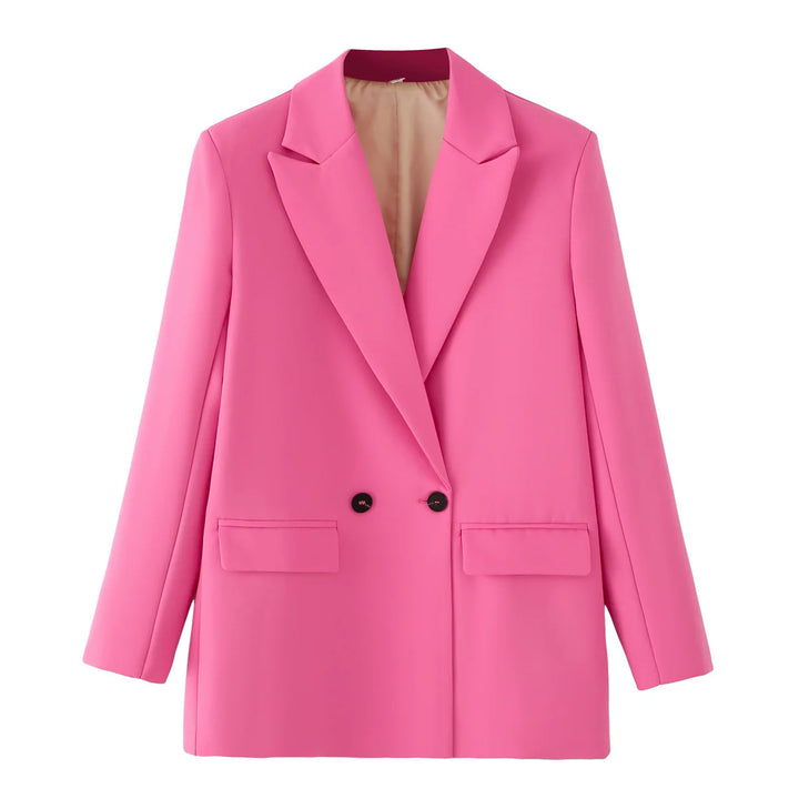 Damen nan taillierter Longblazer im Oversize-Look mit Reverskragen und Pattentaschen Drune