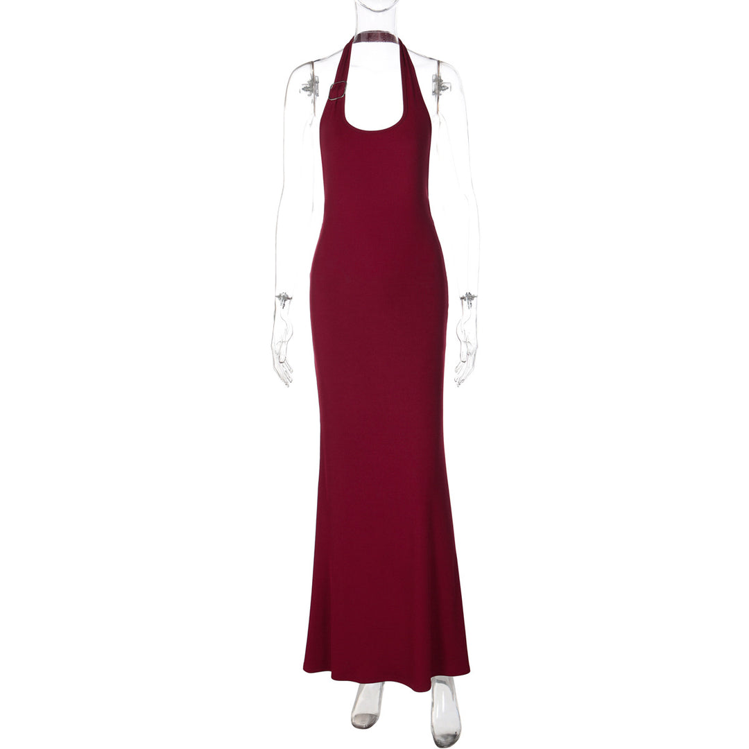 Damen Elegantes Maxikleid mit Halterneck und figurbetontem Design Drune