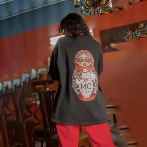 Damen Kreatives Oversized T-Shirt mit flippigem Grafikdruck Drune