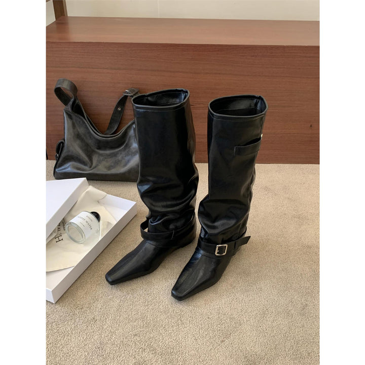 Damen Überknie-Stiefel aus Leder Drune