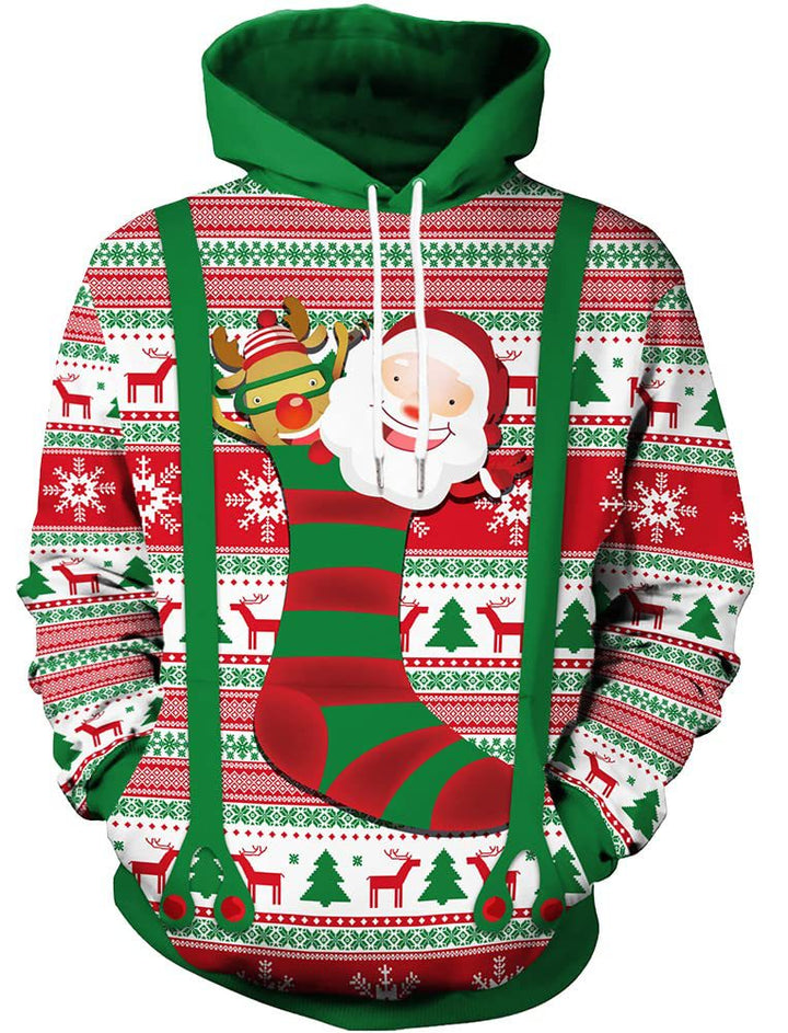 Damen Lustiger Kapuzenpullover mit weihnachtlichem DJ-Motiv Drune