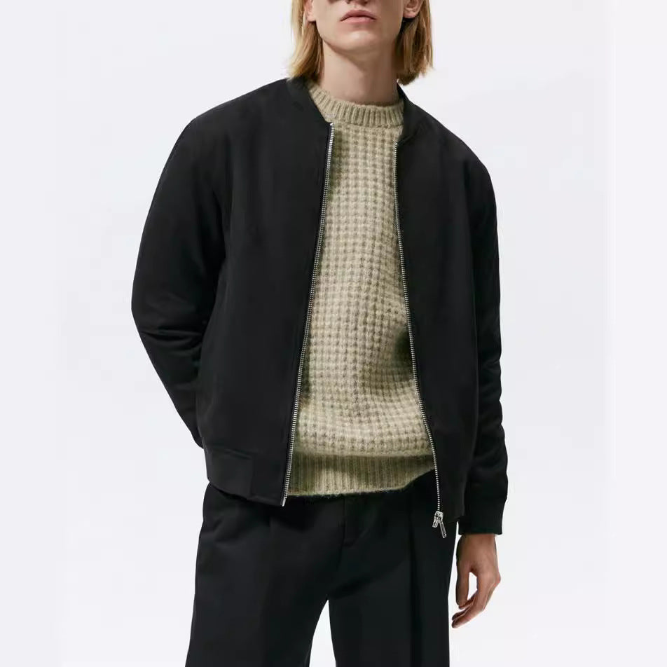 Herren Casual Elegante Sweatjacke mit Rundhalsausschnitt und seitlichen Eingrifftaschen Drune