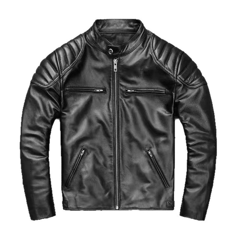Herren Lederjacke im Fieldjacken-Schnitt mit aufgesetzten Brusttaschen Drune