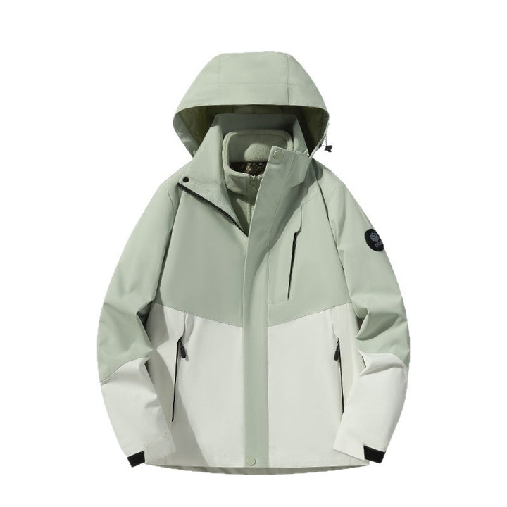 Herren Softshell-Outdoorjacke mit abnehmbarer Fleece‑Innenlage, verstellbarer Kapuze und wasserabweisenden Reißverschlüssen Drune