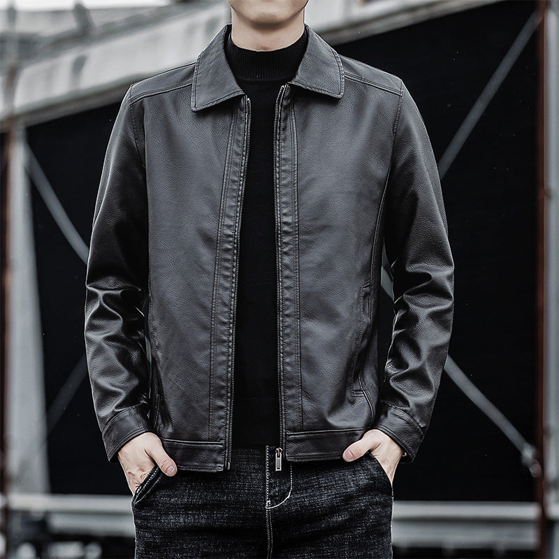 Herren Lässige Kunstlederjacke Drune