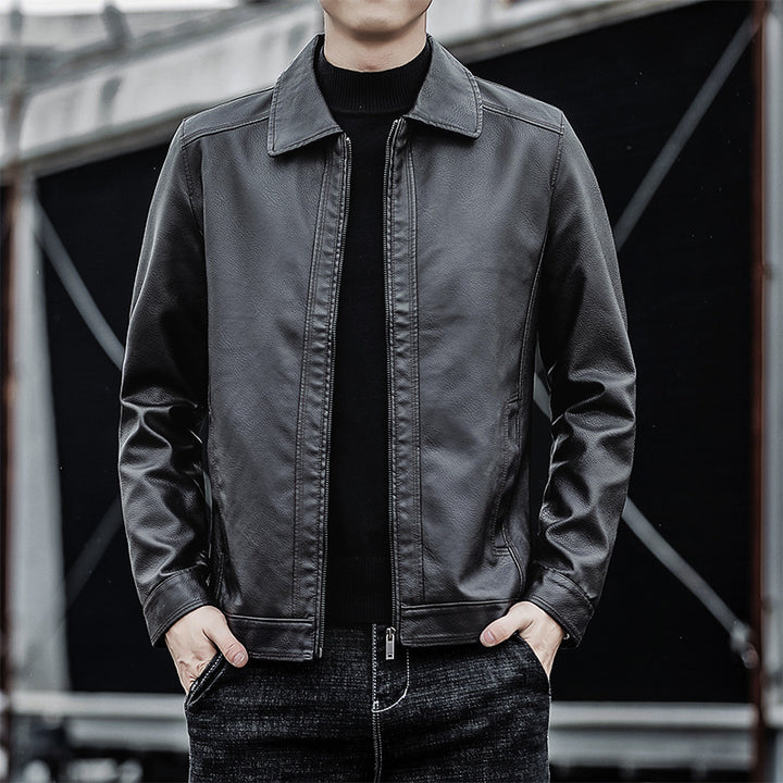 Herren Lässige Kunstlederjacke Drune