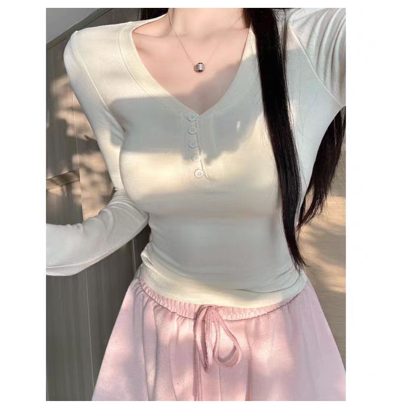 Damen Langarmshirt mit eleganter Knopfleiste Drune